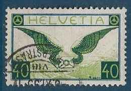 Suisse Poste Aerienne N°14a 40c Vert Papier Ordinaire Obl TTB - Used Stamps