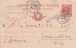 ITALIE ENTIER CARTE DE MILAN POUR LA FRANCE 1906 - Marcophilia