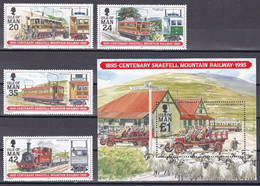 Isle Of Man 1995 - Mi.Nr. 617 - 620 + Block 22 - Postfrisch MNH - Straßenbahnen Trams - Tramways