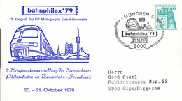 Berlin, PU 070 D1/002b,  Bahnphilex `79, Violett, Eisenbahn - Privé Briefomslagen - Gebruikt
