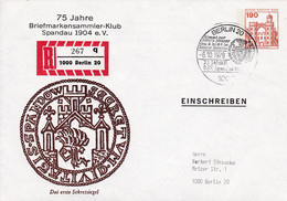 Berlin, PU 080 2/001, Briefmarkensammler-Klub Spandau, Eingedruckter R-Zettel  Nr.: 267 Q - Enveloppes Privées - Oblitérées