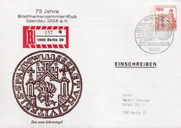 Berlin, PU 080 2/001, Briefmarkensammler-Klub Spandau, Eingedruckter R-Zettel, Nr. 157 Q - Sobres Privados - Usados