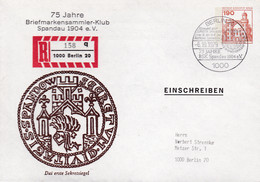 Berlin, PU 080 2/001, Briefmarkensammler-Klub Spandau, Eingedruckter R-Zettel, Nr. 158 Q - Enveloppes Privées - Oblitérées