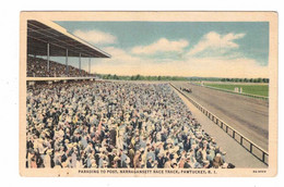 PAWTUCKET, Rhode Island, USA, Racehorses Parading To Post At Narragansett Track, Old Linen Postcard - Pawtucket