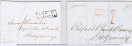 Ireland Antrim Uniform Penny Post 1840 Framed PAID AT BALLYMENA In Black, 1841 Ballymena UPP Handstruck "d1" In Red - Préphilatélie