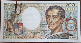 Billet 200 Francs Montesquieu 1991 FRANCE  M.088 - 200 F 1981-1994 ''Montesquieu''