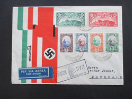 3.Reich Hitler / Hakenkreuz 1938 Propaganda Umschlag Und Stempel Führer DVX San Marino 1931 Flugpostmarken Nr. 165 / 166 - Cartas