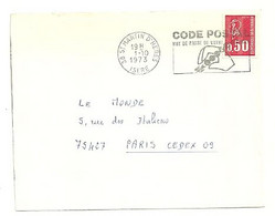 ISERE - Dépt N° 38 = St MARTIN D' HERES 1973 =  FLAMME à DROITE =  SECAP Illustrée ' CODE POSTAL / Mot Passe' - Postleitzahl