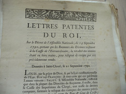 Lettres Patente Du Roi 21/09/1790 Receveurs Des Décimes Impôts - Décrets & Lois