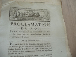 Proclamation Du Roi 15/12/1791 Accélération Des Recouvrements De Rôles - Décrets & Lois