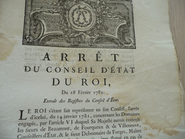 Arrest Du Conseil D'état Du Roi 28/02/1782 Impôts Rentes - Wetten & Decreten