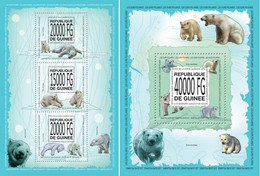 Guinea 2013, Animals, Polar Bears, 3val In BF+BF - Faune Arctique