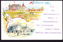 1908 Gelaufene Kunstkarte Aus Affoltern A. Albis. Lilienberg. Marke Rechts Etwas Aufgekratzt. - Affoltern