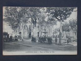 Ref6070 CPA Animée De Capendu - Place De L'Hôtel De Ville Jour De Marché Vendeur Ambulant édit. Lapeyre (1914) - Capendu