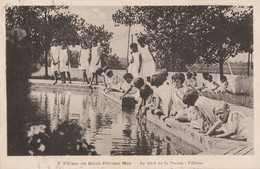 FERME DE ST POL SUR MER - AU BORD DE LA PISCINE - LES FILLETTES - BELLE CARTE SEPIA - OEUVRES SOCIALES DES CHEMINOTS COL - Saint Pol Sur Mer