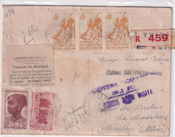 SENEGAL / AOF - 1947 - ENVELOPPE De COLIS RECOMMANDE De THIES Avec CONTROLE DOUANES => MOULINS SUR ALLIER - Storia Postale