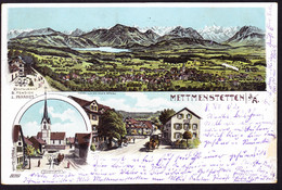 1902 Gelaufene Litho AK Aus Mettmenstetten. Restaurant Z. Paradies, Hotel Zum Weissen Rössli Und Dorfplatz. Kratz- - Dorf