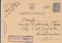 WW2 LETTERS, CENSORED BRASOV NR 14, KING MICHAEL PC STATIONERY, ENTIER POSTAL, 1943, ROMANIA - 2. Weltkrieg (Briefe)