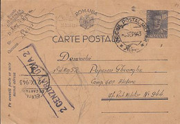 WW2 LETTERS, CENSORED DEVA NR 2, KING MICHAEL PC STATIONERY, ENTIER POSTAL, 1943, ROMANIA - Lettres 2ème Guerre Mondiale