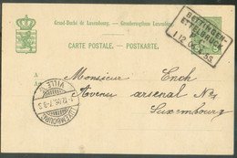 E.P. Carte 5c. Adolphe Obl. Ambulant BETTINGEN-ETTELBRUCK F.C. 1-12 1912 Vers Luxembourg - 16532 - Stamped Stationery