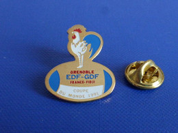 Pin's Rugby - EDF GDF Tournoi Match France Fidji Coupe Du Monde Grenoble 1991 - Coq Tricolore Palmier (PK56) - Rugby