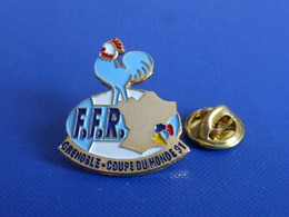 Pin's FFR Fédération Française De Rugby - Grenoble Coupe Du Monde 91 - Carte France - Coq Tricolore Sportif (PK50) - Rugby