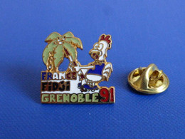 Pin's Tournoi Rugby - France Fidji Grenoble 91 1991 - Palmier - Coq Tricolore Sportif (PK62) - Rugby