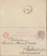 Slovakia Vorläufer Hungary Ungarn Postal Stationery Ganzsache Kartenbrief POZSONY 1900 JEVICKO Mähren (Arr.) - Postales