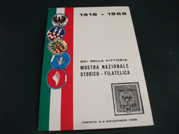 50° DELLA VITTORIA MOSTRA NAZIONALE STORICO FILATELICATRENTO 1968 IN CORSO PARTICOLARE - Bourses & Salons De Collections