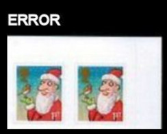 GREAT BRITAIN 2012 Christmas 1st Bird Santa Claus CORNER PAIR ERROR:Intact Matrix GB - Errors, Freaks & Oddities (EFOs