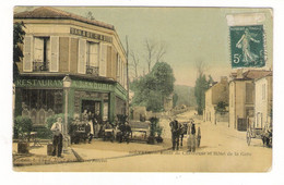 ESSONNE  /  BIÈVRES  /  ROUTE DE CHEVREUSE ET HÔTEL DE LA GARE ( Maison LANDUBIE ) / Cpa Toilée, Colorisée Et Vernissée - Bievres