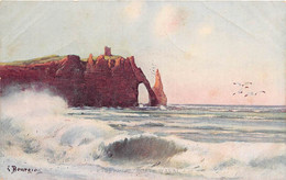 ILLUSTRATEUR - EUGENE BOURGEOIS - "NORMANDIE" - ETRETAT, PORTE D'AVAL - SEINE MARITIME - Bourgeois