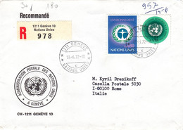 Nations Unies - Genève - Lettre Recom De 1972 - Oblit Genève Nations Unies - - Cartas & Documentos