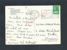 CPSM SUR TIMBRE D ESPAGNE SUR TIMBRE FRANCE PAMPLONA POU Mme LARBEY 77 CHELLES : - Lettres & Documents