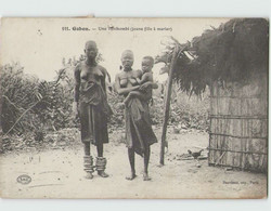 GABON ... Une Tchikombi (jeune Fille à Marier) Seins Nus (Dauvissat 111) Circulée Timbre A.O.F. - Gabon