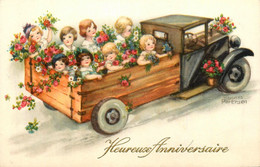 Hannes PETERSON * CPA Illustrateur * N°5432 * Heureux Anniversaire * Camion Enfants Fleurs - Petersen, Hannes