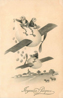 Joyeuses Pâques * CPA Illustrateur * Poussins Humanisés Aviateurs * Oeufs Avions * Vienne Viennoise * Aviation - Easter