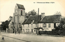 Villeneuve Sur Seine * Rue De La Commune Et église * Cordonnier DESHAYES * Peinture Vitrerie ROBERT - Autres & Non Classés