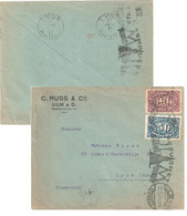 LYON Marque D'arrivée Mécanique Blocs Dateur LYO103 Ob 1923 Lettre Allemagne ULM 150 Reich Mark Ob Meca 1923 Firma RUSS - Mechanical Postmarks (Other)