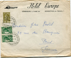 RUSSIE LETTRE A ENTETE DE " HOTEL EUROPE " DEPART LENINGRAD 26-8-37 POUR LA FRANCE - Brieven En Documenten