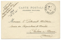 CARTE POSTALE EN FRANCHISE MILITAIRE / VERDUN SUR MEUSE POUR CHALONS SUR MARNE 1944 / VINS ET SPIRITUEUX - WW II