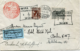 AUTRICHE LETTRE PAR AVION AVEC CACHET ROUGE "MITLUFTPOST......BERLIN...." DEPART WIPA WIEN 4 VII 33 FLUGPOST POUR....... - Andere & Zonder Classificatie