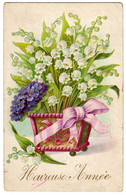 Fantaisies :  Muguet : Heureuse Année: Carte Gaufrée : - Sonstige & Ohne Zuordnung