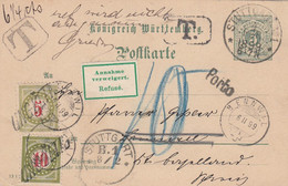 AD Wurttemberg Postkarte Porto 1899 - Wurttemberg