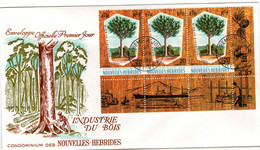 NEW HEBRIDES, FDC, Wood Industry    /   ÎLES HÉBRIDES  Nouveau, Lettre De Première Jour, Industrie Du Bois   1969 - FDC