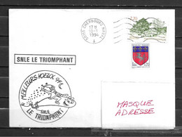S.N.L.E LE TRIOMPHANT - Meilleurs Voeux 94 -  TàD CHERBOURG NAVAL 10/01/94 - Posta Marittima