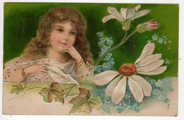 Fantaisies :  Enfant - Fleur Margueritte :un Peu... : Carte Gaufrée - Andere & Zonder Classificatie