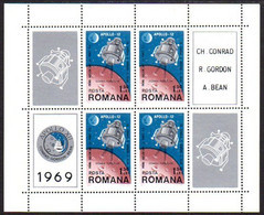 ROMANIA 1969 Apollo 12 Moon  Landing Block MNH / **.  Michel Block 74 - Unused Stamps