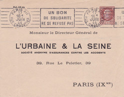 Enveloppe Pétain 1.5 Brun G1a Enveloppe L'urbaine Et La Seine Oblitérée - Sobres Transplantados (antes 1995)