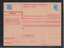 France Vignettes - Poste Enfantine Blason Sur Mandat-carte - Briefmarkenmessen